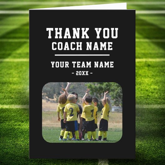 Vielen Dank Coach Card mit Team Name Foto Dankeskarte
