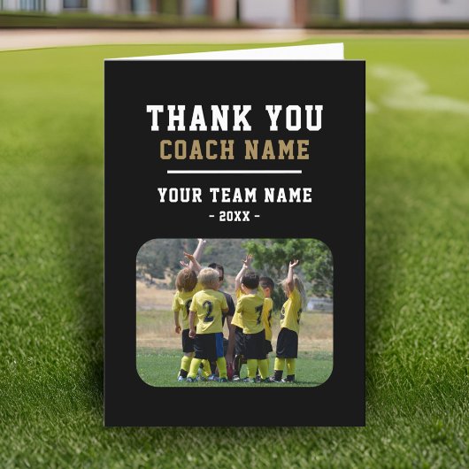 Vielen Dank Coach Card mit Team Name Foto Dankeskarte