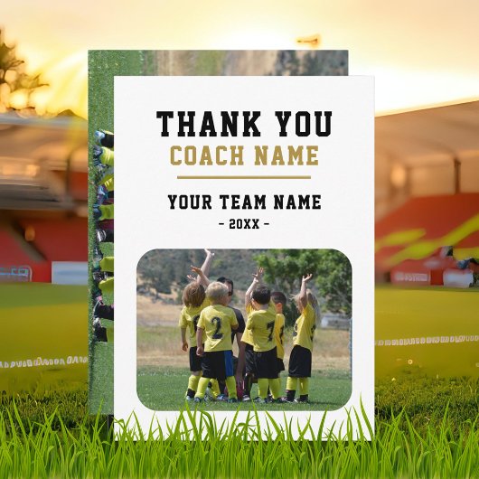 Vielen Dank Coach Card mit Team Name Foto Dankeskarte