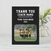 Vielen Dank Coach Card mit Team Name Foto Dankeskarte (Stehend Vorderseite)