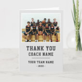 Vielen Dank Coach Card Team Name Foto Dankeskarte (Vorderseite)