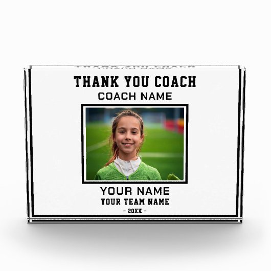 Vielen Dank Coach Player Name Team Sports Fotoblock (Vorderseite)