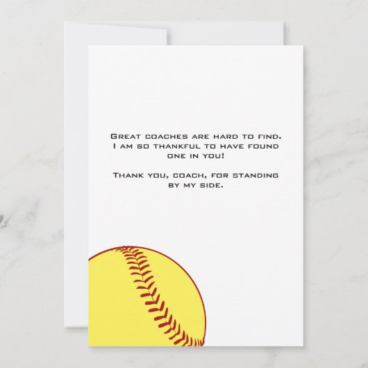 Vielen Dank Coach Red Softball Foto Card Dankeskarte (Rückseite)