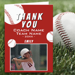 Vielen Dank Coach Red Softball Foto Card Dankeskarte