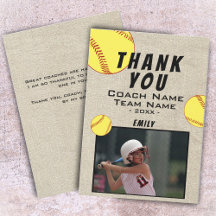 Vielen Dank Coach Rustic Softball Foto Card