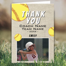 Vielen Dank Coach Rustic Softball Foto Card