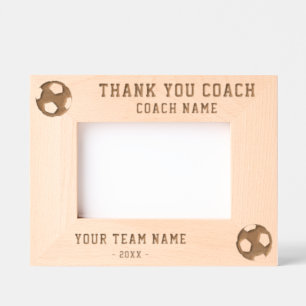 Vielen Dank Coach Soccer Team Name Sports Geätzte Rahmen
