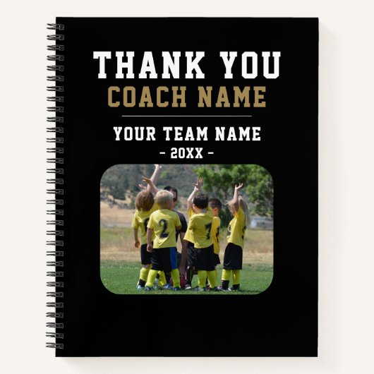 Vielen Dank Coach Team Name Foto Notizblock (Vorderseite)