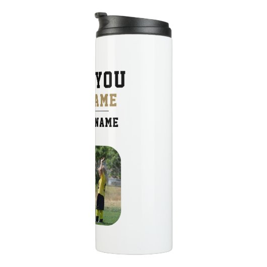 Vielen Dank Coach Team Name Foto Thermosbecher (Nach rechts gedreht)