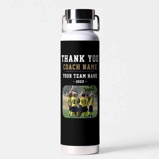 Vielen Dank Coach Team Name Foto Trinkflasche (Rückseite)