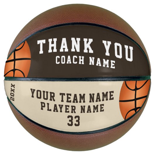 Vielen Dank Coach Team Name Number Basketball (Vorderseite)