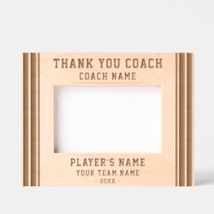 Vielen Dank Coach Team Name Sports Keepake Geätzte Rahmen
