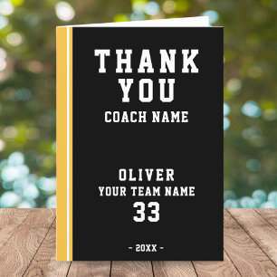 Vielen Dank Coach Yellow Football Player Foto Card Dankeskarte
