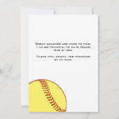 Vielen Dank Coach Yellow Softball Foto Card Dankeskarte (Rückseite)