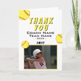 Vielen Dank Coach Yellow Softball Foto Card Dankeskarte