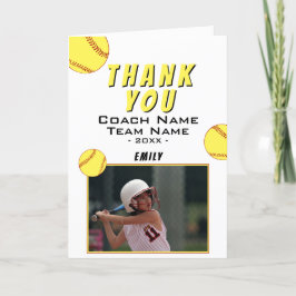 Vielen Dank Coach Yellow Softball Foto Card Dankeskarte