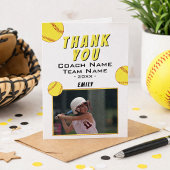 Vielen Dank Coach Yellow Softball Foto Card Dankeskarte