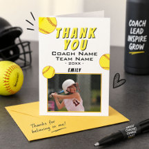 Vielen Dank Coach Yellow Softball Foto Card