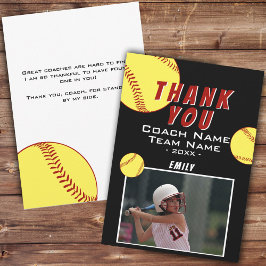 Vielen Dank Coach Yellow Softball Foto Card Dankeskarte