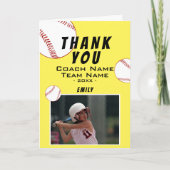 Vielen Dank Coach Yellow Softball Foto Card Dankeskarte (Vorderseite)