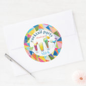 Vielen Dank Cocktail Party Farbige Regenbogengeträ Runder Aufkleber (Umschlag)