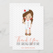 Vielen Dank Coral Script Polka dot Medical Nurse Dankeskarte (Vorne/Hinten)