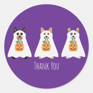 Vielen Dank Corgi Ghost Dogs Halloween Runder Aufkleber