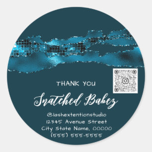 Vielen Dank Cosmetic Logo QR Code Faver Aquamarin Runder Aufkleber