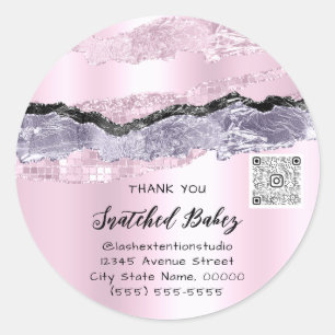 Vielen Dank Cosmetic Logo QR Code Pink Lila Runder Aufkleber