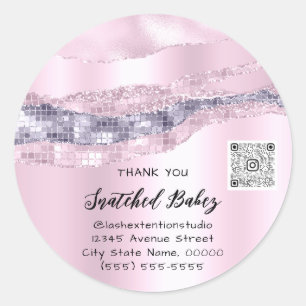 Vielen Dank Cosmetic Logo QR Code Pink PurpleGlitt Runder Aufkleber