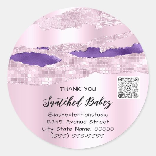 Vielen Dank Cosmetic Logo QR Code Pink PurpleSweet Runder Aufkleber (Vorderseite)