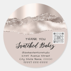 Vielen Dank Cosmetics Logo QR Code Rose Blush Runder Aufkleber