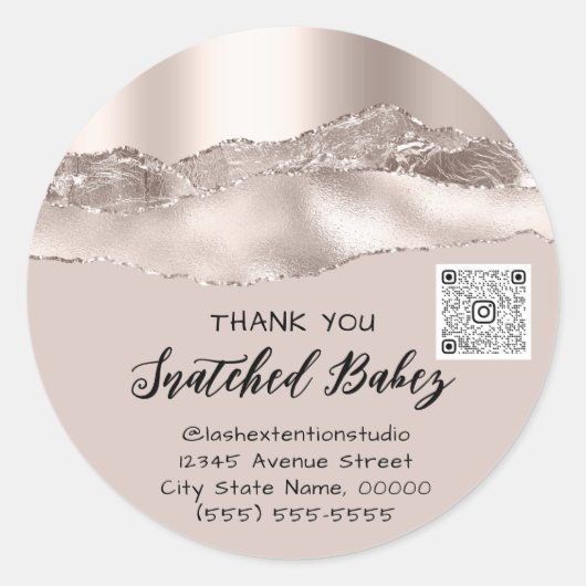 Vielen Dank Cosmetics Logo QR Code Rose Blush Runder Aufkleber (Vorderseite)