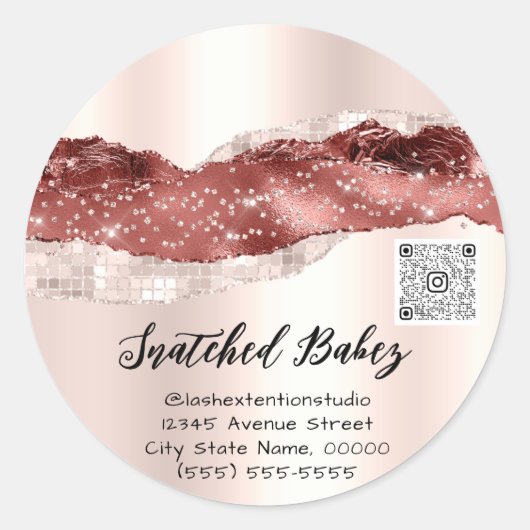 Vielen Dank Cosmetics Logo QR Code Rose Burgundy Runder Aufkleber (Vorderseite)