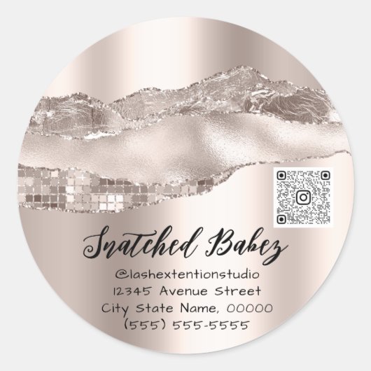 Vielen Dank Cosmetics Logo QR Code Rose Runder Aufkleber (Vorderseite)