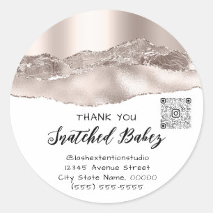 Vielen Dank Cosmetics Logo QR Code Rose Weiß Runder Aufkleber