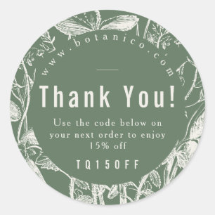 Vielen Dank Coupon Code Botanische dunkle Seite Pr Runder Aufkleber