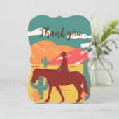 Vielen Dank - Cowboy-Einladung Einladung (Stehend Vorderseite)