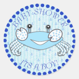 Vielen Dank Crab Nautical Baby Shower Stickers