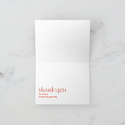 Vielen Dank Cursive Long Mandarine Note Card Dankeskarte (Innenseite)