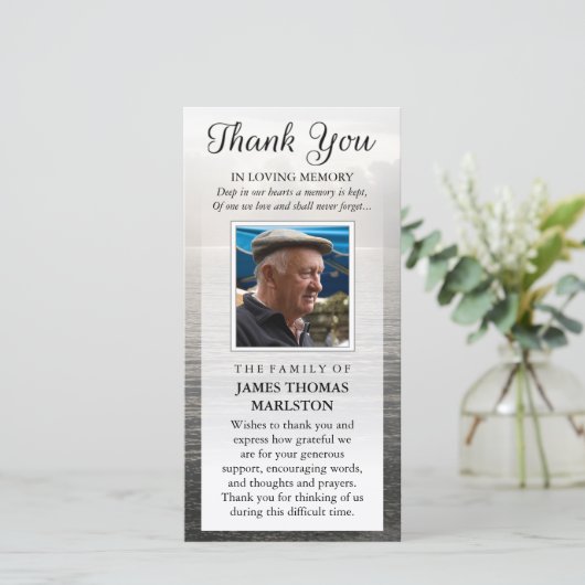 Vielen Dank, Custom Foto Beileid - Friedliches Was Dankeskarte (Stehend Vorderseite)