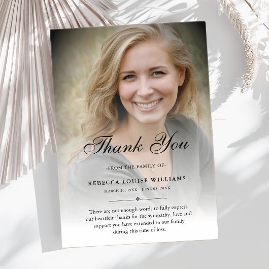 Vielen Dank Custom Funerary Foto Beileid Acryleinladungen