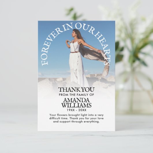 Vielen Dank Custom Funerty Foto Beileid Gkurze Einladung (Stehend Vorderseite)