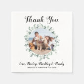 Vielen Dank Custom Pet Foto Eucalyptus Dog Wedding Serviette (Vorderseite)