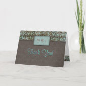 Vielen Dank, Damask Blue Brown Grußkarte Dankeskarte (Vorderseite)