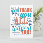 Vielen Dank dank Nachricht Dankeskarte (Stehend Vorderseite)