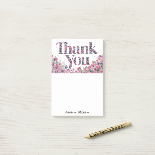 *~* Vielen Dank Dankbarkeit florale Manifestation Post-it Klebezettel (Auf Schreibtisch)