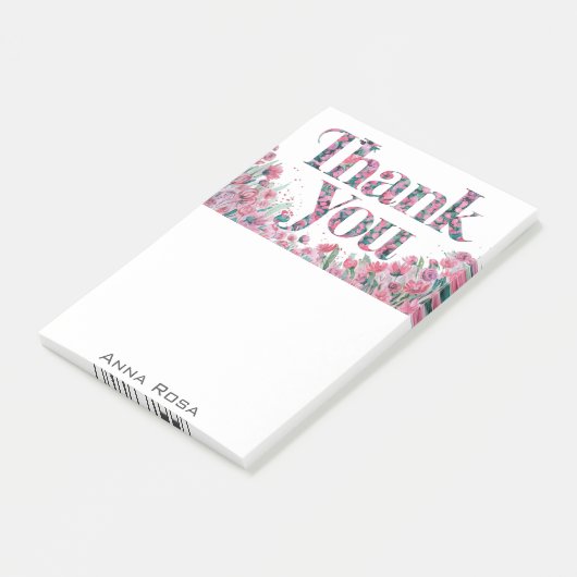 *~* Vielen Dank Dankbarkeit florale Manifestation Post-it Klebezettel (angewinkelt)