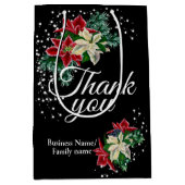 Vielen Dank Dankeschön an Poinsettia Floral Black Mittlere Geschenktüte (Vorderseite)