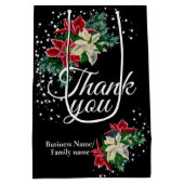 Vielen Dank Dankeschön an Poinsettia Floral Black Mittlere Geschenktüte (Rückseite)